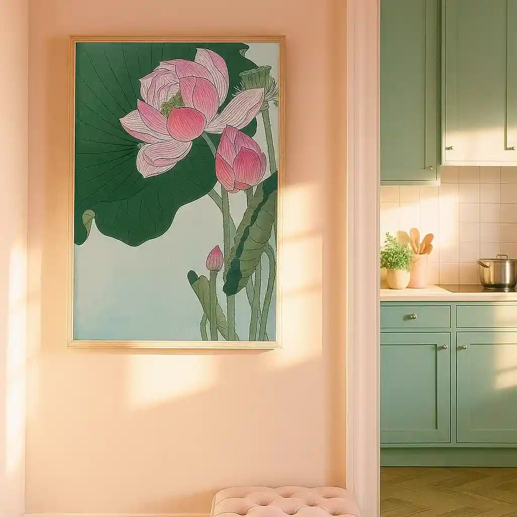 Blooming lotus flowers (1920 - 1930) Vintage Digital Art Prints - Qibo Galleria Pvt. Ltd.