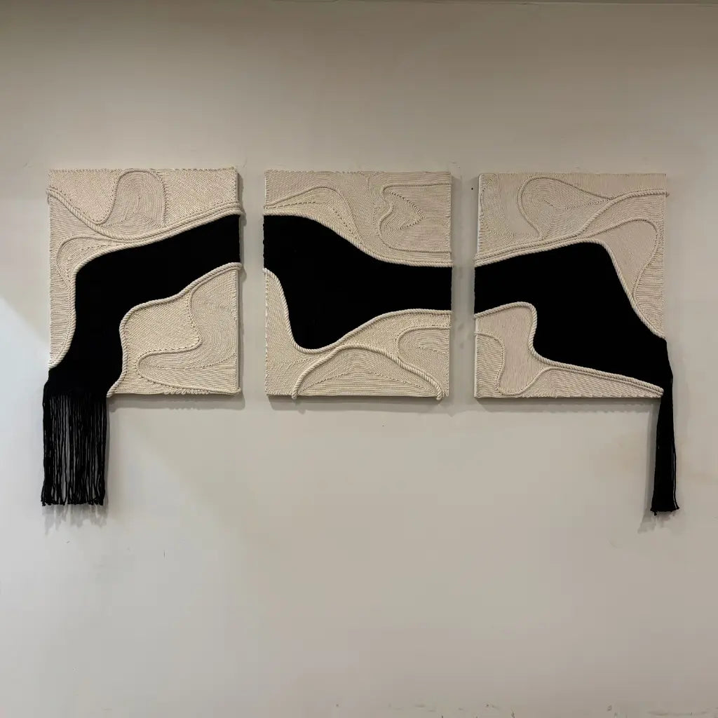 Discover Threaded Currents, a handcrafted thread artwork made with acrylic wool on canvas. A unique wall art piece designed for modern interiors and home decor.