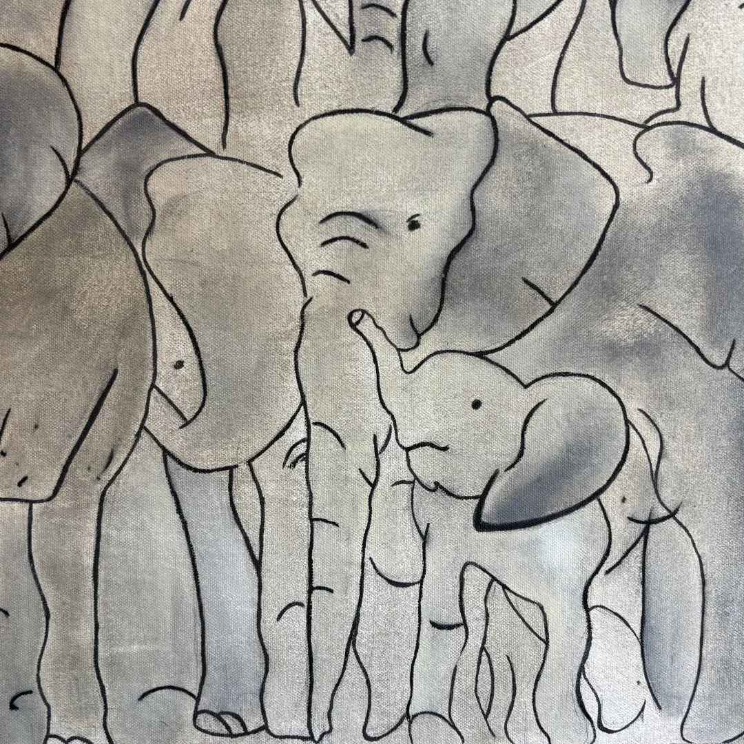 Whispers of the Herd Wildlife Inspired Artwork - Qibo Galleria Pvt. Ltd.
