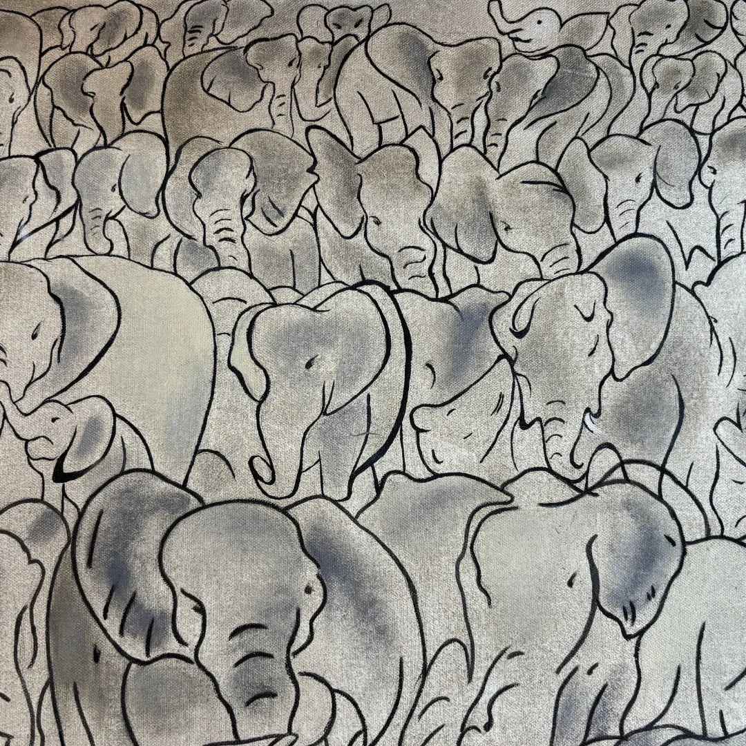 Whispers of the Herd Wildlife Inspired Artwork - Qibo Galleria Pvt. Ltd.