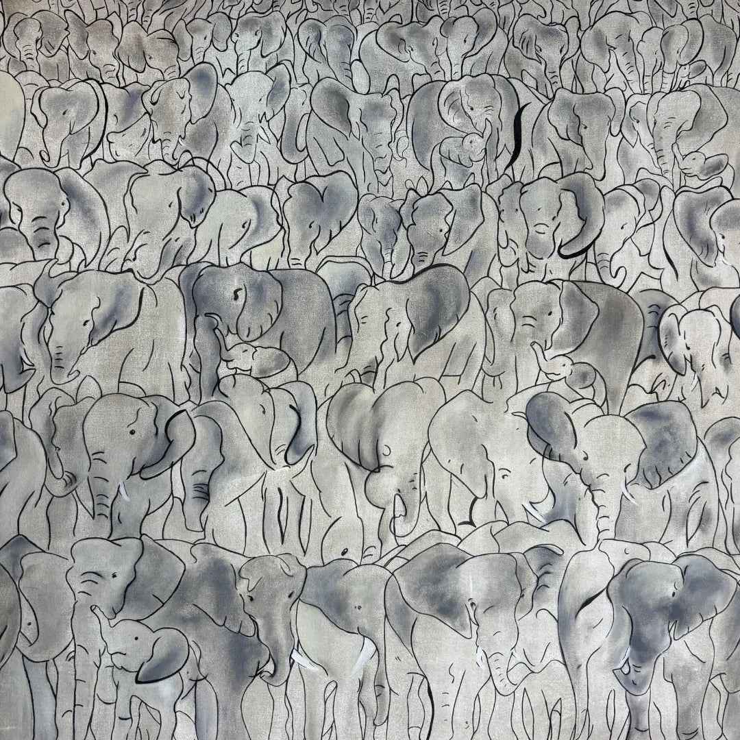 Whispers of the Herd Wildlife Inspired Artwork - Qibo Galleria Pvt. Ltd.