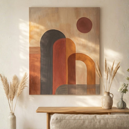 Sunset Geometry Art Modern Abstract Acrylic Painting