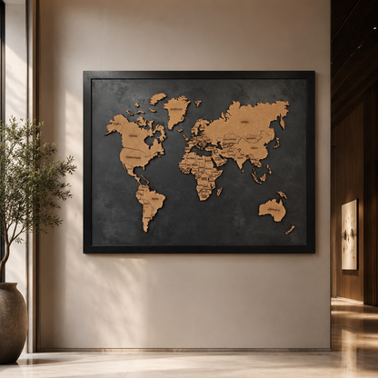 World Map Art for Modern Interior spaces