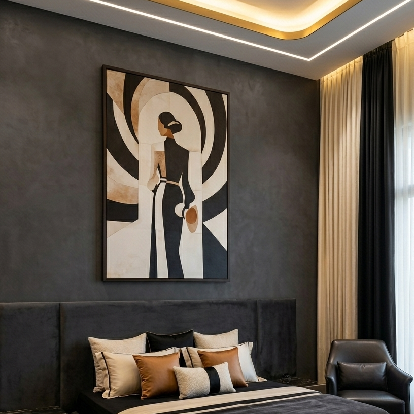 Monochrome Muse Modern Leather Wall Art 
