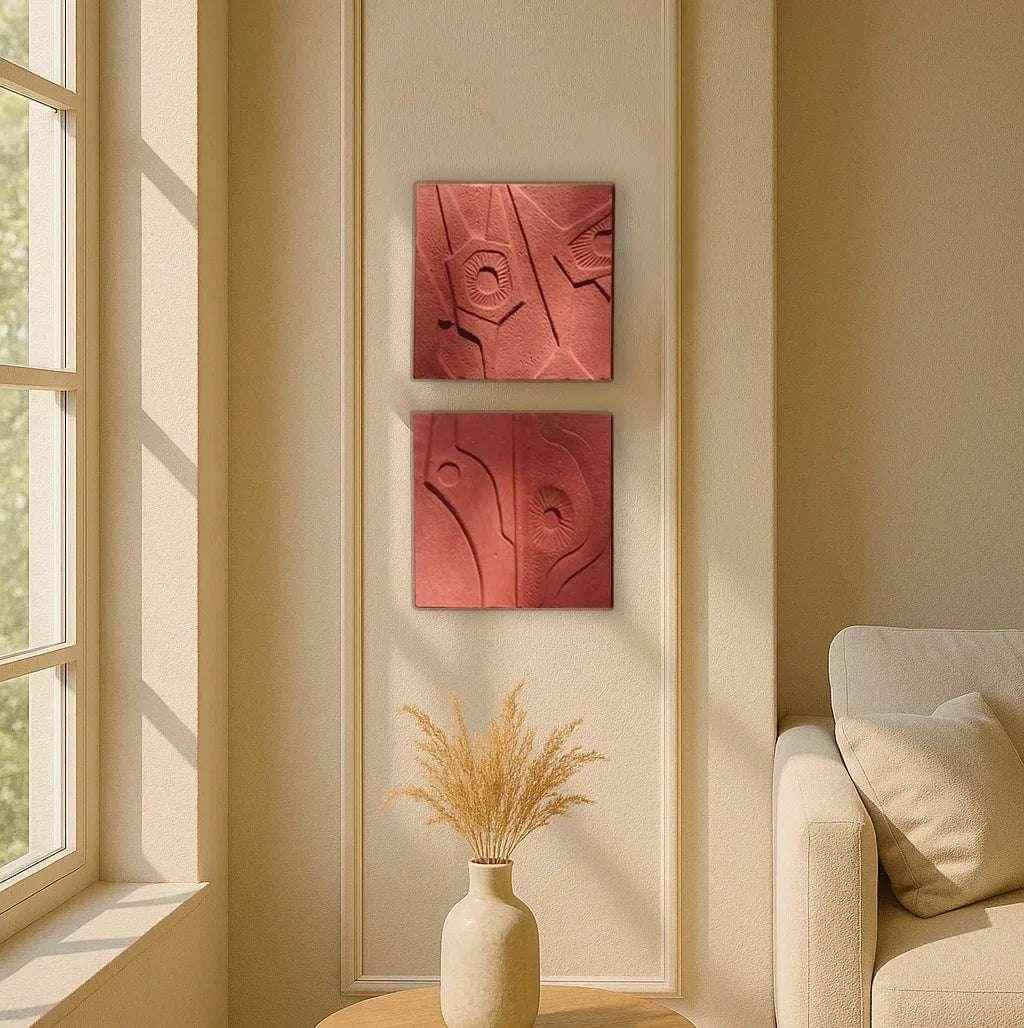 Seismic Forms Terracotta Wall Art