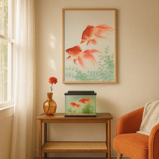 Two veil goldfish (1926) Vintage Digital Art Print